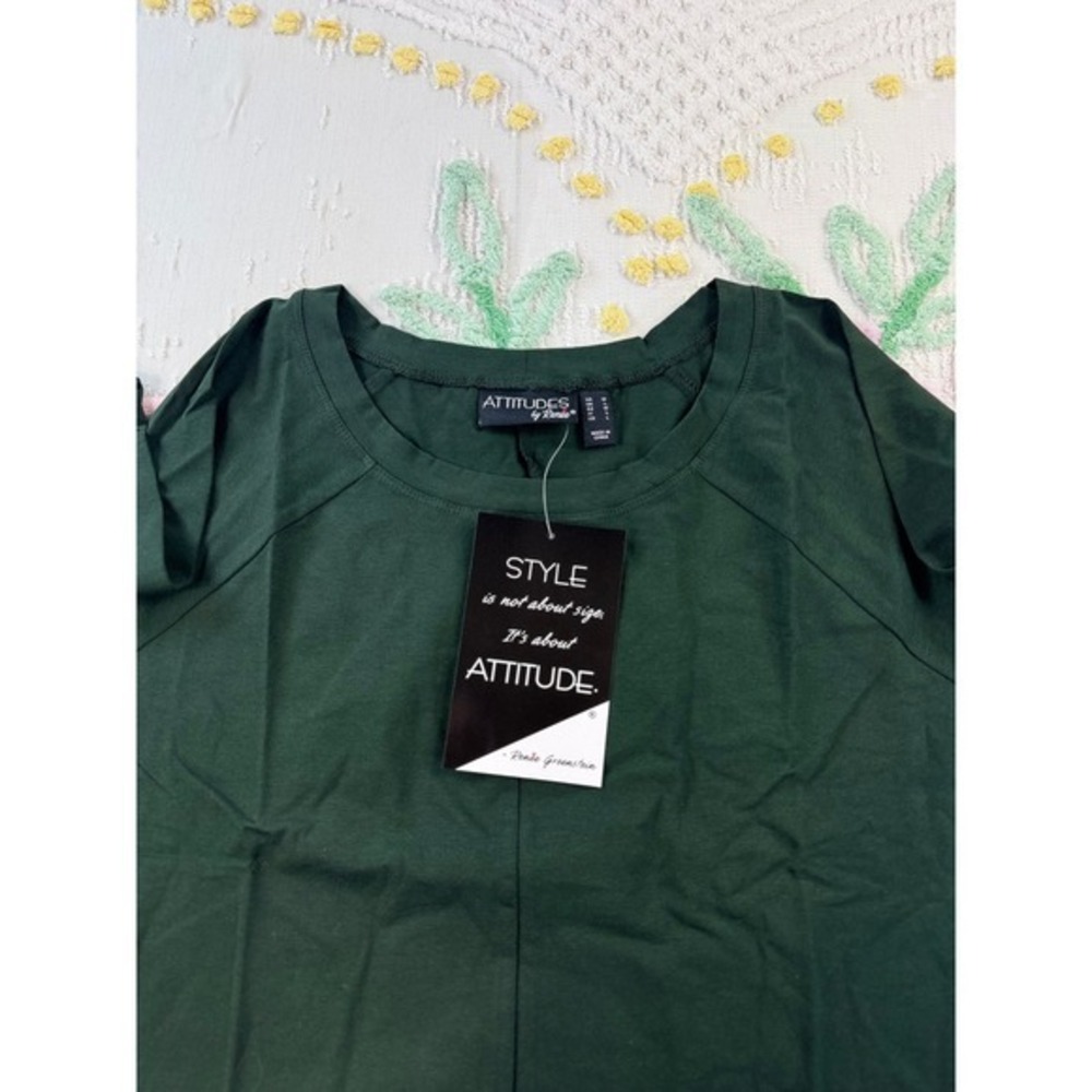 Attitudes by Renee Green Long Sleeve Raglan Top Tiered Hem NWT Size Medium - Picture 5 of 9